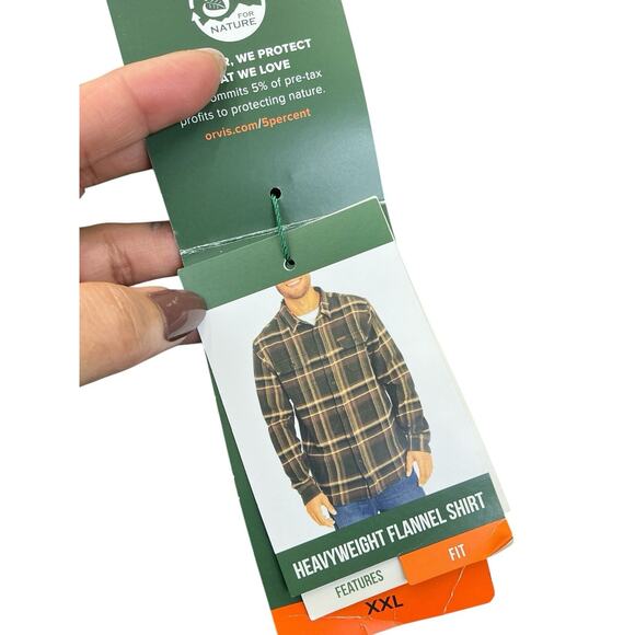 Orvis Heavyweight Flannel Shirt Jacket Shacket Green Plaid Pockets Sz. XXL New - Picture 6 of 14